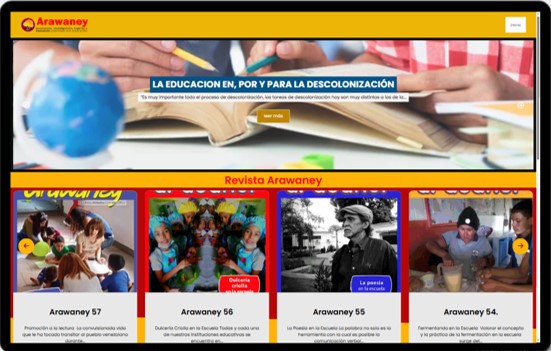 Captura de pantalla de la página web Revista Arawaney