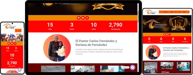 Captura de pantalla de la página web Tabernáculo de David
